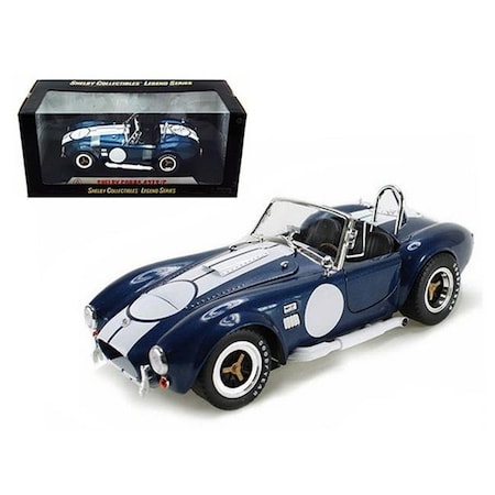 Shelby Collectibles Shelby Collectibles SC121-1 1965 Shelby Cobra 427 S & C Blue with Printed Carroll Shelby Signature 1-18 Diecast Model Car SC121-1